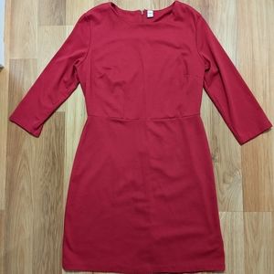 3/25 3/4 Sleeve Thick Stretch Dress Red
